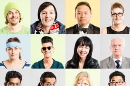 A collage of different peoples faces of all races